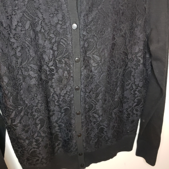 Merona black with lace overly button down cardigan size large - Picture 4 of 6